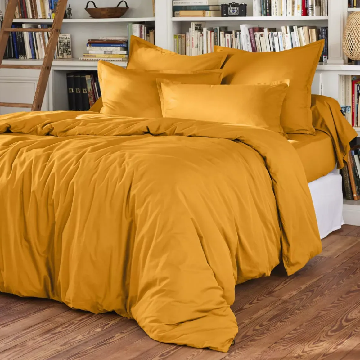 Lenzuolo sopra percalle di cotone (180 x 290 cm) Cali Giallo senape