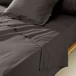 Lenzuolo sopra percalle di cotone (180 x 290 cm) Cali Grigio antracite