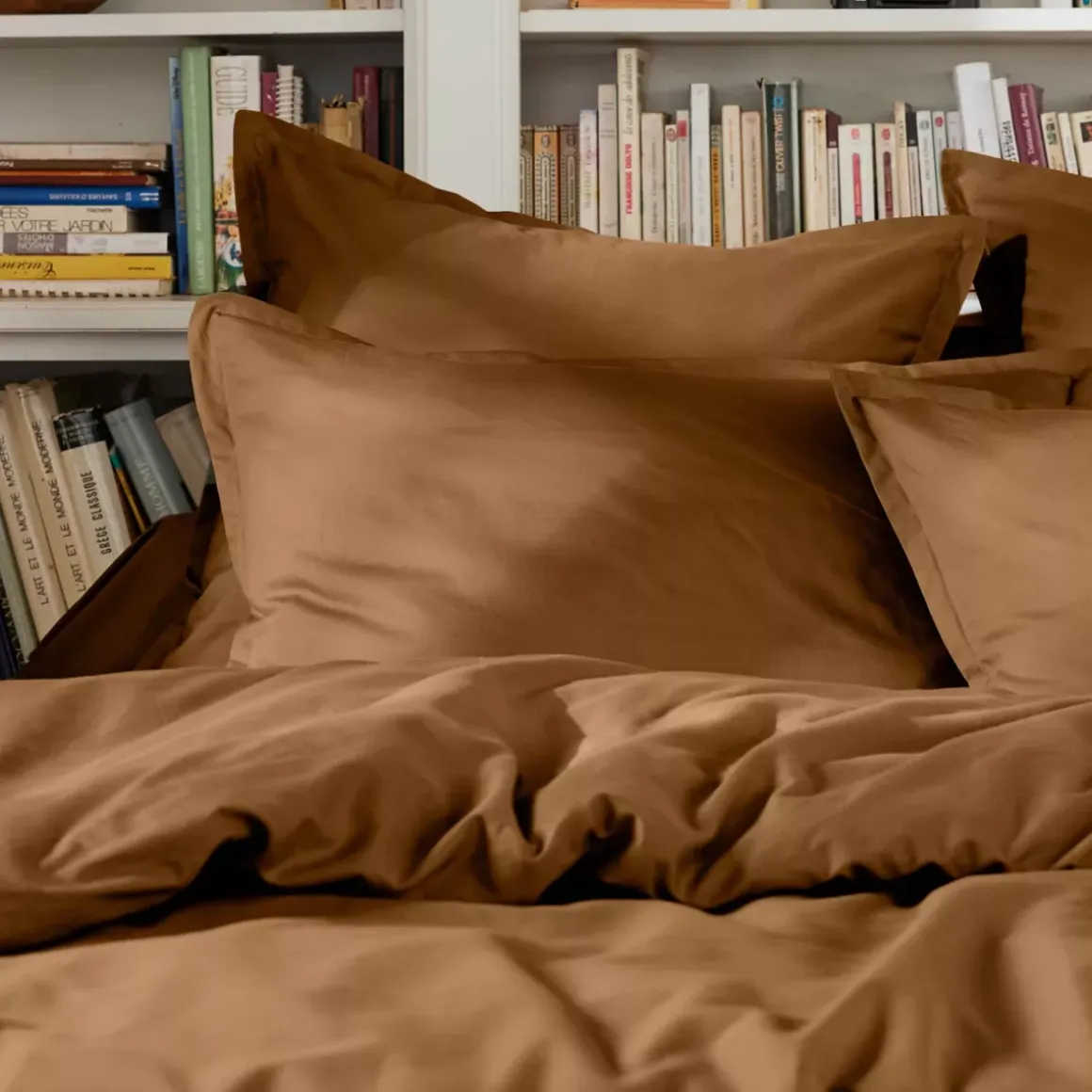 Lenzuolo sopra percalle di cotone (270 x 300 cm) Cali Camel