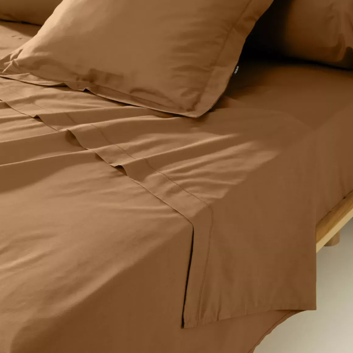 Lenzuolo sopra percalle di cotone (270 x 300 cm) Cali Camel