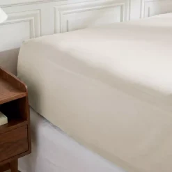 Lenzuolo sotto con angoli in percalle di cotone (160 x 200 cm) Diane Beige