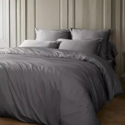 Lenzuolo sotto con angoli in raso di bambù (200 x 200 cm) Sienna Grigio granito