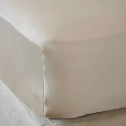 Lenzuolo sotto con angoli in raso di bambù (90 x 200 cm) Sienna Beige