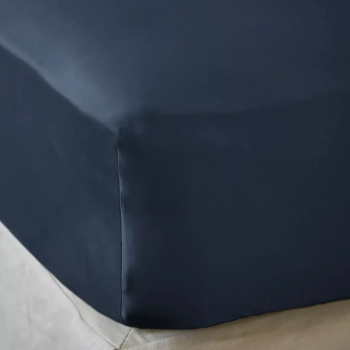 Lenzuolo sotto con angoli in raso di bambù (90 x 200 cm) Sienna Blu notte