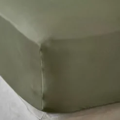 Lenzuolo sotto in raso di bambù (90 x 190 cm) Sienna Verde rosmarino