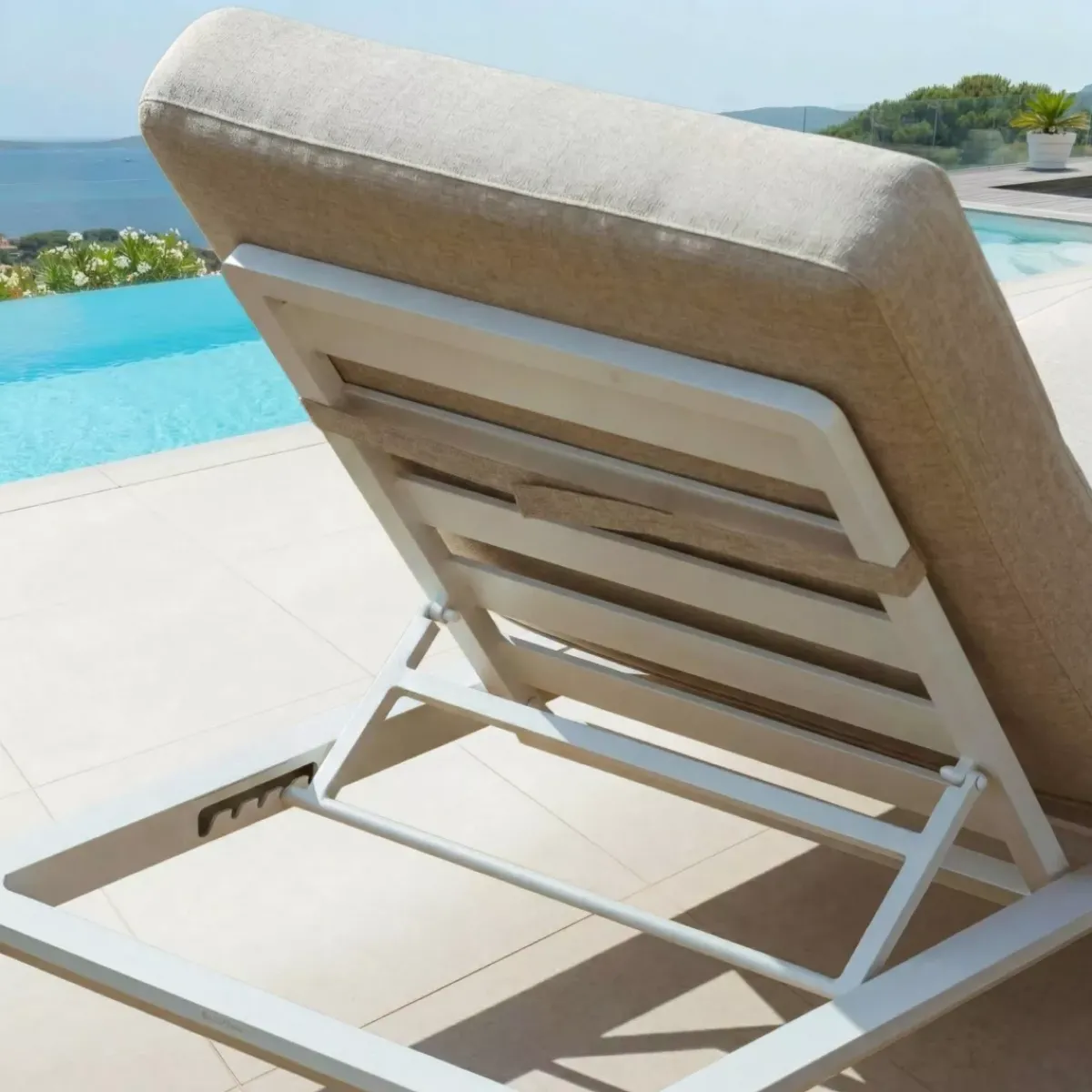 MOBELLIA Lettino Da Spiaggia-Lettino prendisole alluminio Monte Carlo e tortora