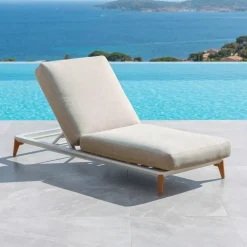 MOBELLIA Lettino Da Spiaggia-Lettino prendisole alluminio Monte Carlo e tortora