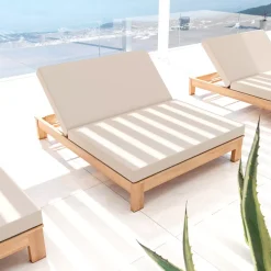 MOBELLIA Lettino Da Spiaggia-Lettino prendisole doppio in legno di acacia Bornéo