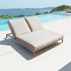 MOBELLIA Lettino Da Spiaggia-Lettino prendisole doppio in alluminio Monte Carlo e tortora