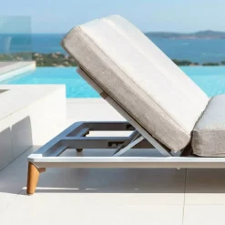 MOBELLIA Lettino Da Spiaggia-Lettino prendisole doppio in alluminio Monte Carlo e tortora