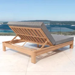 MOBELLIA Lettino Da Spiaggia-Lettino prendisole doppio legno di acacia Bornéo Grigio