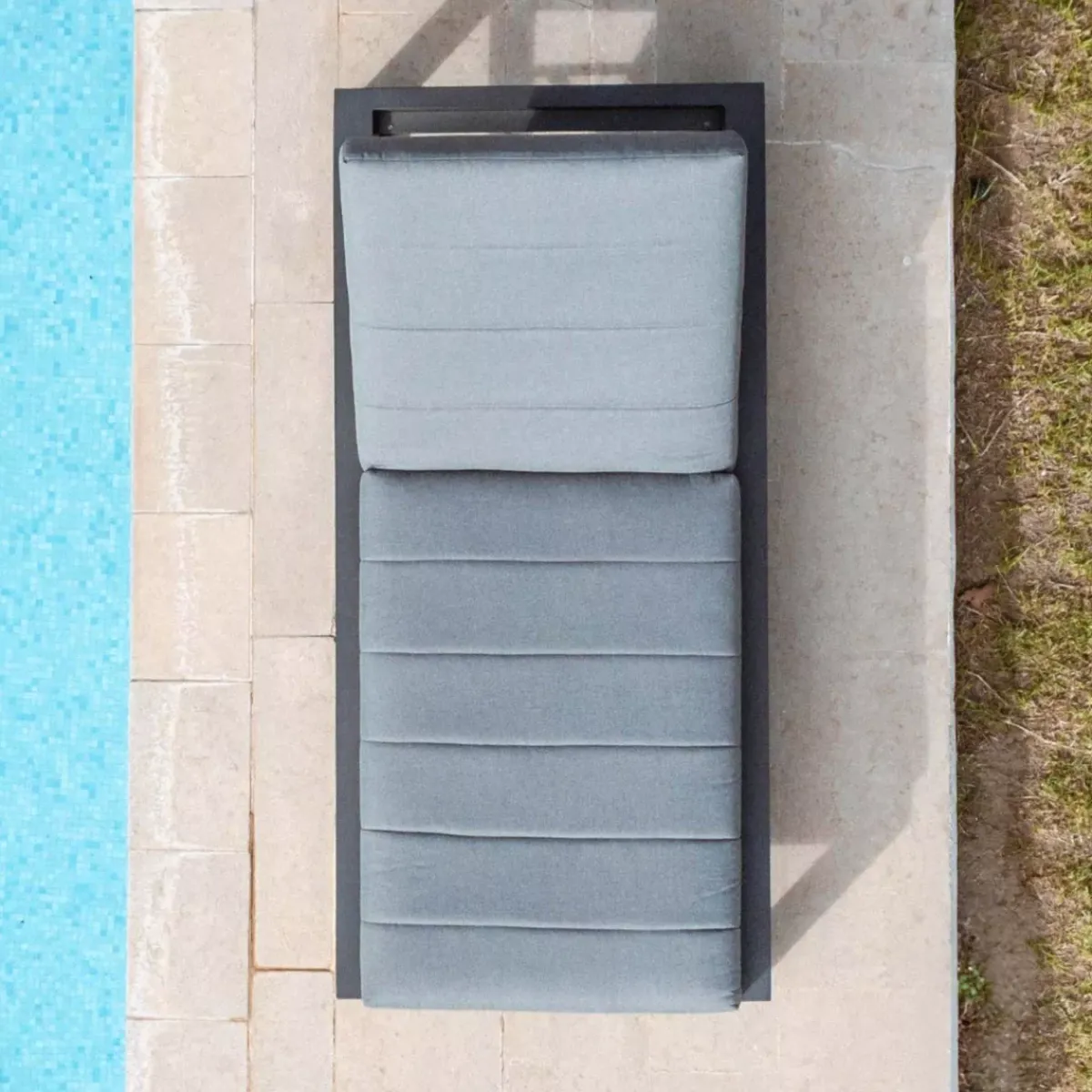 MOBELLIA Lettino Da Spiaggia-Lettino prendisole in alluminio Elba Grigio