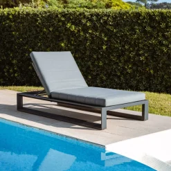 MOBELLIA Lettino Da Spiaggia-Lettino prendisole in alluminio Elba Grigio