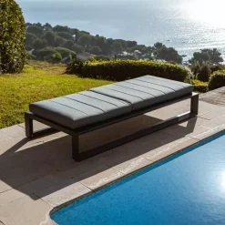 MOBELLIA Lettino Da Spiaggia-Lettino prendisole in alluminio Elba Grigio