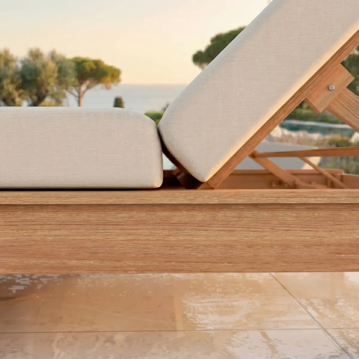 MOBELLIA Lettino Da Spiaggia-Lettino prendisole in legno d'acacia Bornéo