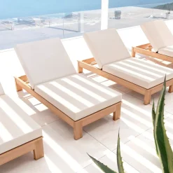 MOBELLIA Lettino Da Spiaggia-Lettino prendisole in legno d'acacia Bornéo