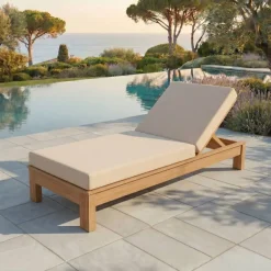 MOBELLIA Lettino Da Spiaggia-Lettino prendisole in legno d'acacia Bornéo