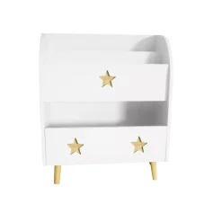 EMINZA Mobili Bambini-Libreria bambino legno (H72 cm) Stars Bianca