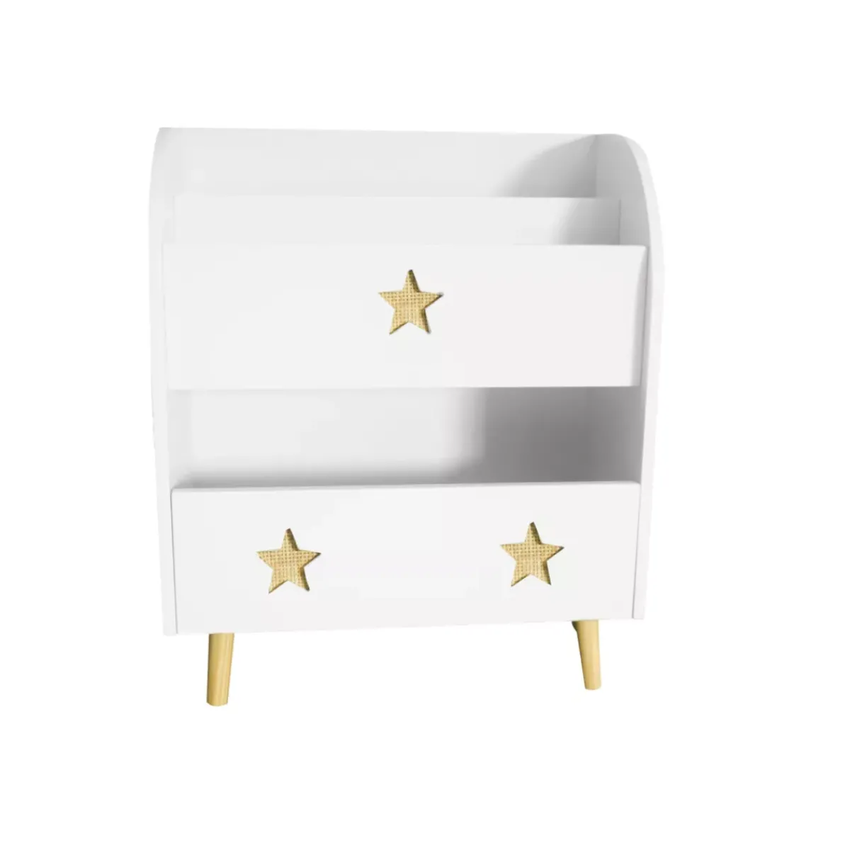 EMINZA Mobili Bambini-Libreria bambino legno (H72 cm) Stars Bianca