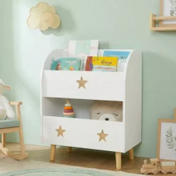 EMINZA Mobili Bambini-Libreria bambino legno (H72 cm) Stars Bianca