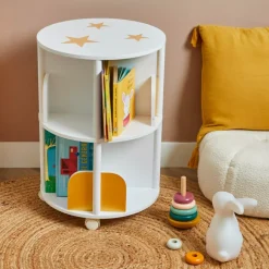 EMINZA Mobili Bambini-Libreria con rotelle bambino legno (H59 cm) Stars Bianca