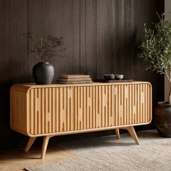 Credenze E Cassettiere-Madia 3 ante in legno massello di rovere (165 x 80 cm) Bilbao