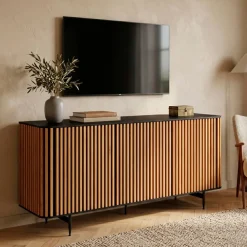 Credenze E Cassettiere-Madia 3 ante in rovere massiccio e metallo (159 x 76 cm) Rytm