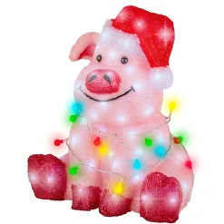 EMINZA Oggetti Decorativi E Illuminati|Babbo Natale Animali E Personaggi-Maialino luminoso 100 LED (H41 cm) Baby Gaston