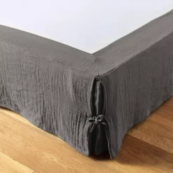 Mantovana garza di cotone (180 x 200 cm) Gaïa Grigio granito