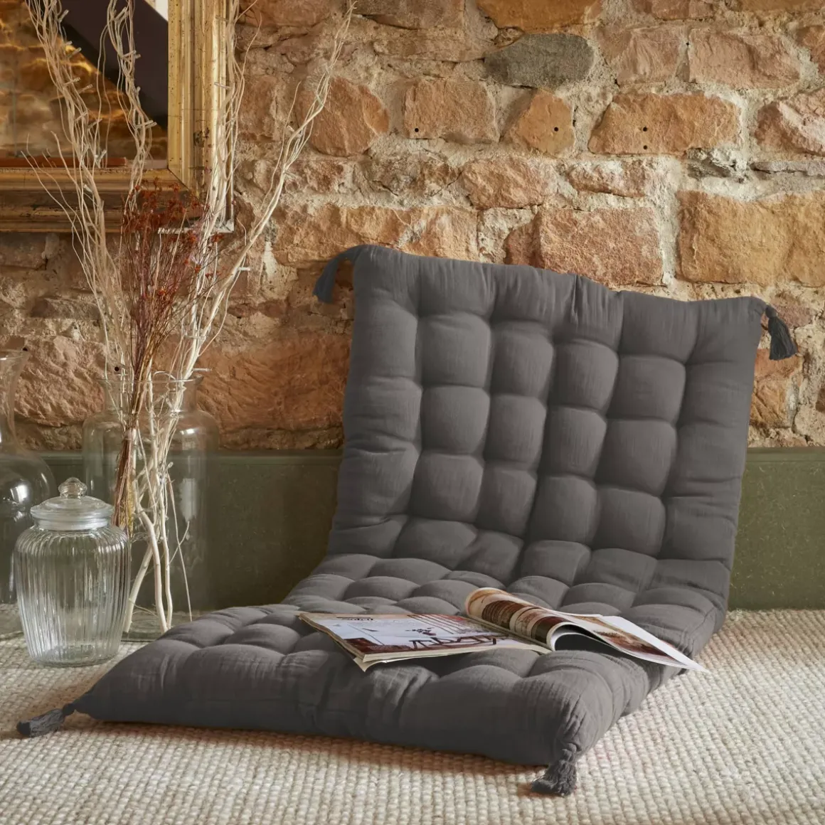 Materassino da pavimento in cotone (60 x 120 cm) Gaia Granito Grigio