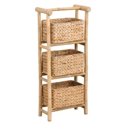 TENDANCE Contenitori Bagno|Mobili Bagno-Mobile 3 cesti bambù e giacinto d'acqua (Alt 91 cm) Bali