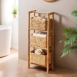 TENDANCE Contenitori Bagno|Mobili Bagno-Mobile 3 cesti bambù e giacinto d'acqua (Alt 91 cm) Bali