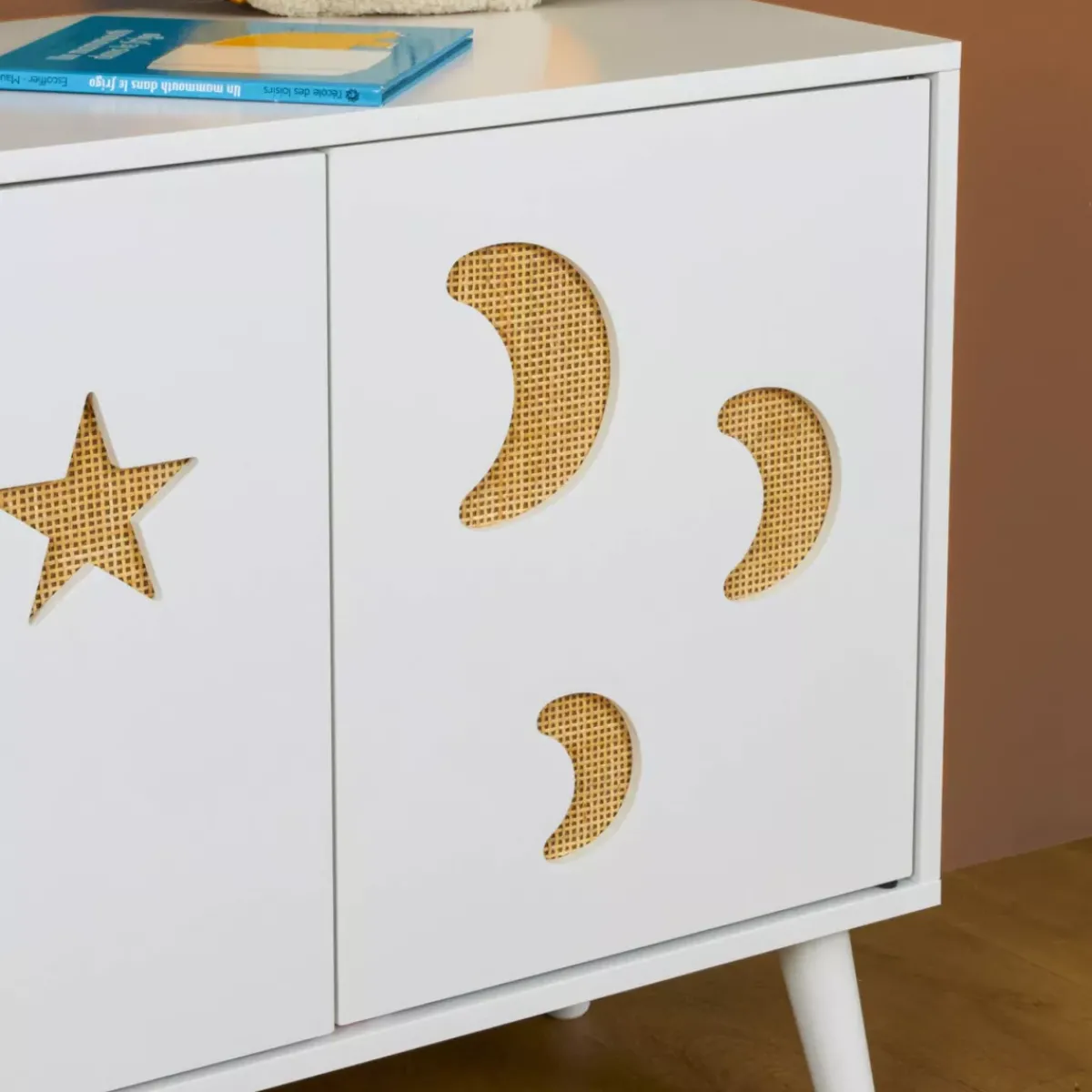 EMINZA Mobili Bambini-Mobile contenitore bambini legno 2 ante (H65 cm) Stars
