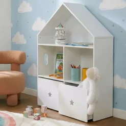 EMINZA Mobili Bambini-Mobile contenitore bambino legno 3 livelli (H97 cm) Stars