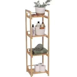TENDANCE Contenitori Bagno|Mobili Bagno-Mobile da bagno in bambù 4 ripiani (30 x H104 cm) Harmonie