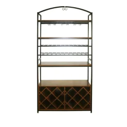 EMINZA Mobili Portabottiglie-Mobile portabottiglie industriale 32 scomparti e portabicchieri (H180 cm) Marceau