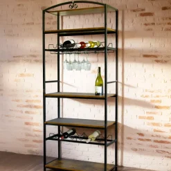 EMINZA Mobili Portabottiglie-Mobile portabottiglie industriale 12 scomparti e portabicchieri (H180 cm) Pablo