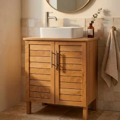 TENDANCE Contenitori Bagno|Mobili Bagno-Mobile sottolavabo bagno in legno (70 x 60 cm) Stile Coloniale