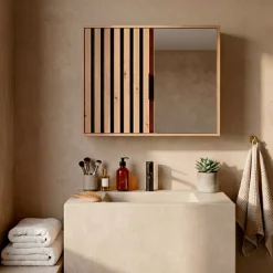 TENDANCE Mobili Bagno-Mobiletto alto per bagno in legno con 2 ripiani (46 x 60 cm) Karma