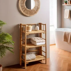 EMINZA Mobili Bagno-Mobiletto ripiegabile in bambù 3 ripiani (56 x H90 cm) Hanoï