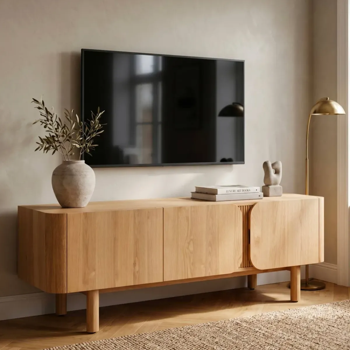 Mobile Tv-Mobile TV 3 ante in rovere massiccio (154 x 55 cm) Oakland