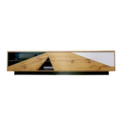 EMINZA Mobile Tv-Mobile TV in design (L180 x 40 cm) Alabama Bianco, nero e naturale