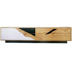 EMINZA Mobile Tv-Mobile TV in design (180 x 40 cm) Florida Bianco, nero e naturale