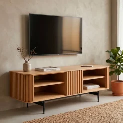 Mobile Tv-Mobile TV 4 nicchie in rovere massiccio (130 x 42 cm) Rytm