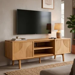 Mobile Tv-Mobile TV 2 scomparti 2 ante in rovere (140 x 55 cm) Olys