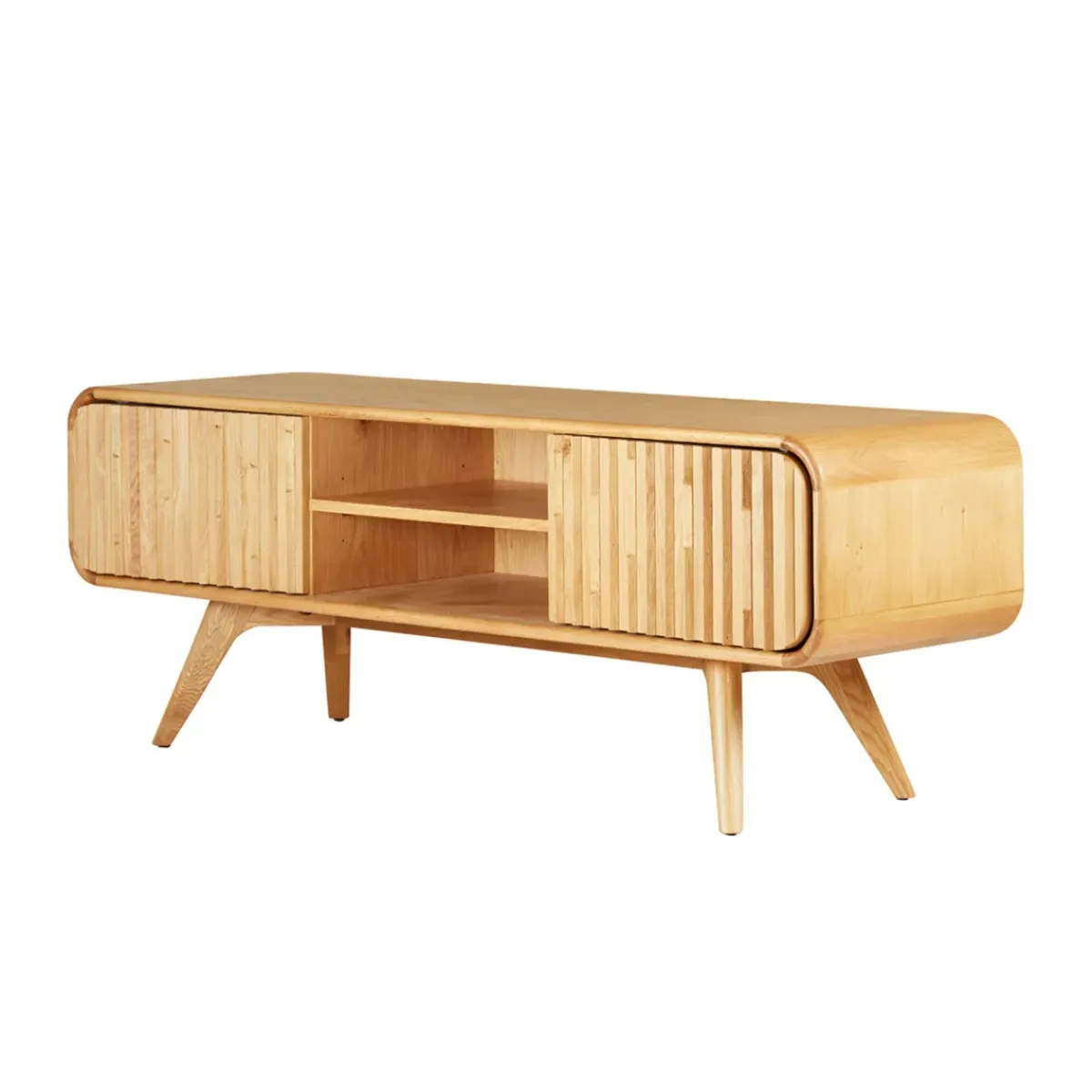 Mobile Tv-Mobile TV 2 scomparti 2 ante in rovere massiccio (165 x 58 cm) Bilbao