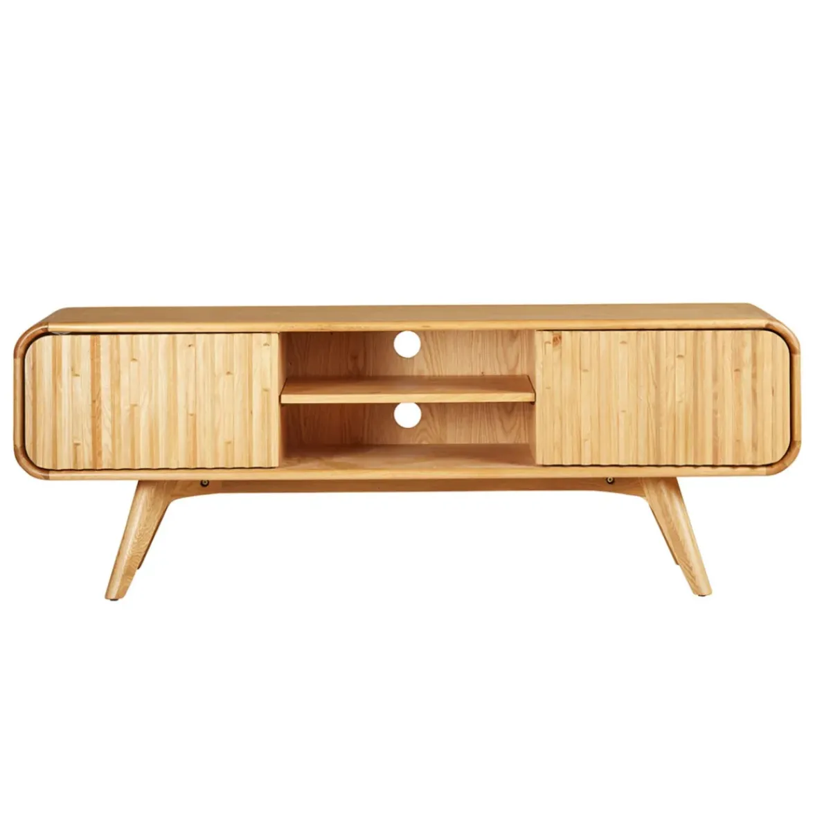 Mobile Tv-Mobile TV 2 scomparti 2 ante in rovere massiccio (165 x 58 cm) Bilbao