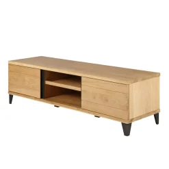 Mobile Tv-Mobile TV 2 scomparti 2 ante in rovere massiccio e metallo (150 x 44 cm) Bristol