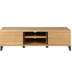 Mobile Tv-Mobile TV 2 scomparti 2 ante in rovere massiccio e metallo (150 x 44 cm) Bristol