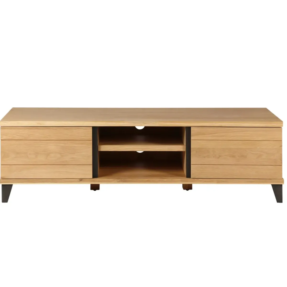 Mobile Tv-Mobile TV 2 scomparti 2 ante in rovere massiccio e metallo (150 x 44 cm) Bristol